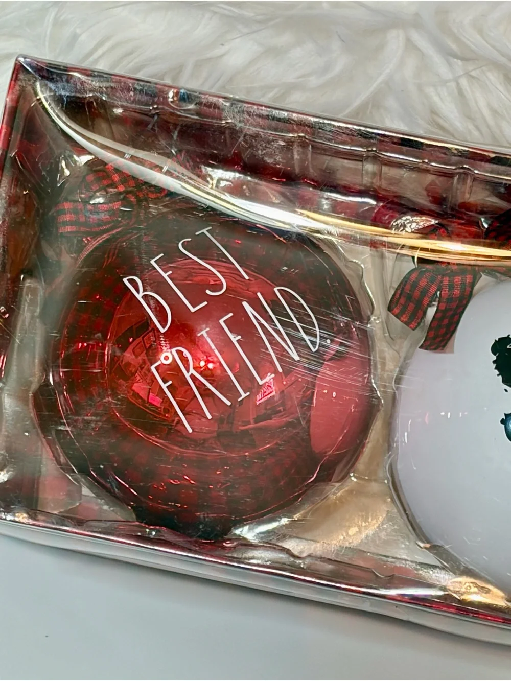 Rae Dunn “Best Friend” Set of Two Dog-Themed Glass Ornaments NWT